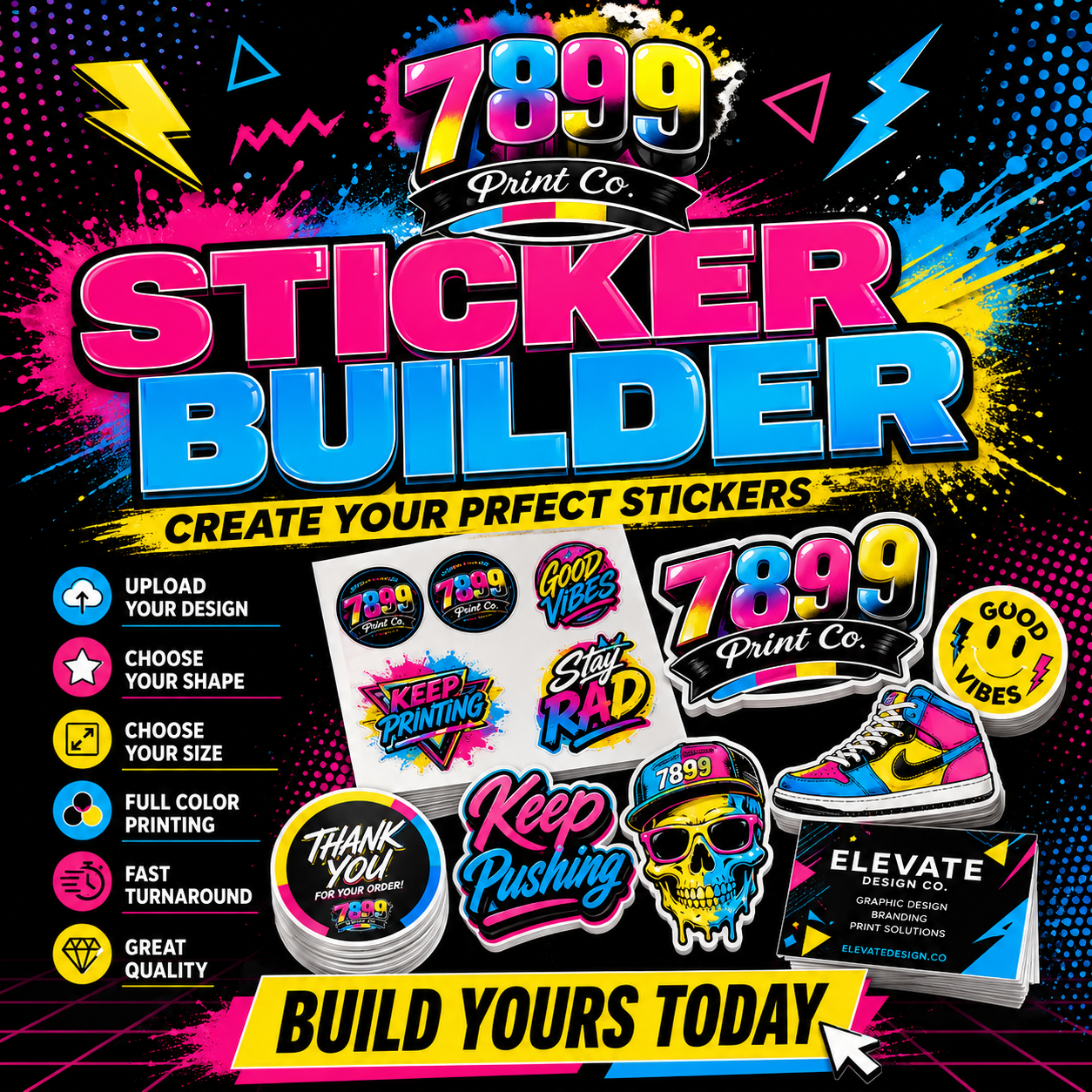 Die Cut Stickers Builder (PACKS OF 10) **24 TO 48 HOUR BUSINESS DAY TAT**